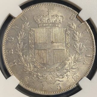 5 Lire 1872 Milano in Slab MS 60