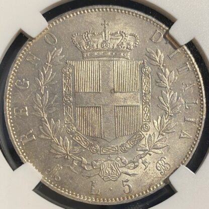 5 Lire 1872 Milano in Slab MS 60