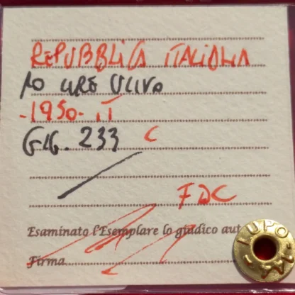10 Lire Ulivo 1950 FDC *Periziato* - immagine 3