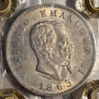 1 Lira Stemma 1863 M SPL/qFDC *Periziata* - immagine 2