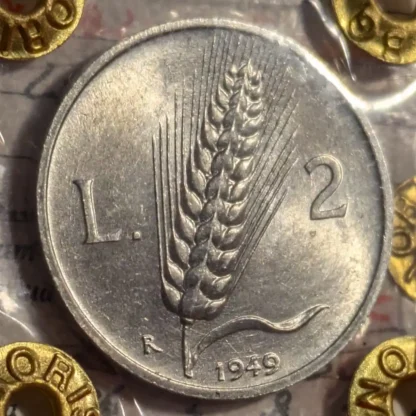2 Lire Spiga 1949 qFDC/FDC -NON COMUNE- *Periziato* - immagine 2