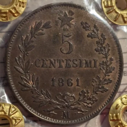 5 Centesimi 1861 M qFDC *Periziato* - immagine 2