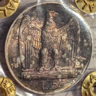 5 Lire Aquilotto 1930 qFDC -Patina Stupenda- *Periziato*