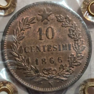 10 Centesimi 1866 qFDC Napoli *Periziato*