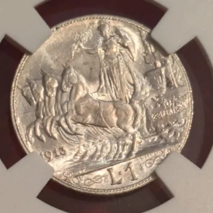 1 Lira Quadriga Veloce 1913 MS65 *Certificata in Slab*