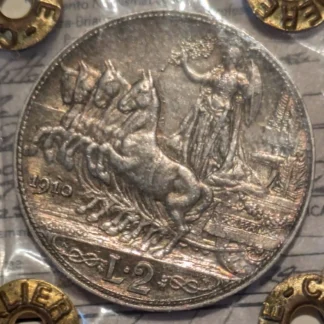 2 Lire Quadriga Veloce 1910 *RARA* qSPL/SPL *Periziata*