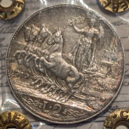 2 Lire Quadriga Veloce 1910 *RARA* qSPL/SPL *Periziata*