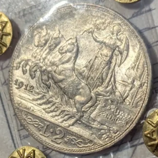 2 Lire Quadriga Veloce 1912 qFDC -Periziato-