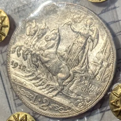 2 Lire Quadriga Veloce 1912 qFDC -Periziato-