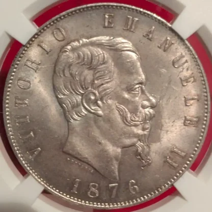 5 Lire 1876 MS61 *Certificata* CCG - immagine 2
