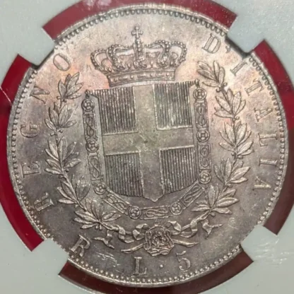 5 Lire 1876 MS61 *Certificata* CCG
