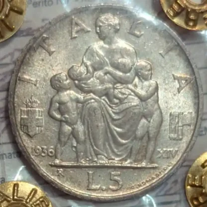 5 Lire Fecondità 1936 SPL-FDC *Periziata*