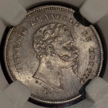 50 Centesimi Re Eletto 1860 F - ms64 ( FDC ) - Certificato CCG
