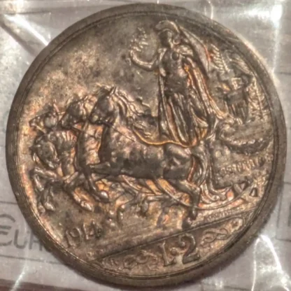 2 Lire Quadriga Briosa 1914 SPL/FDC