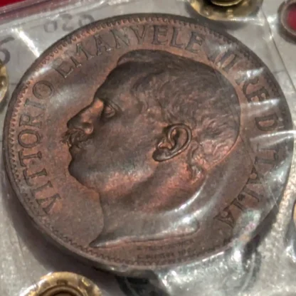 10 Centesimi Cinquantenario 1911 qFDC Rame Rosso *Periziato* - immagine 2