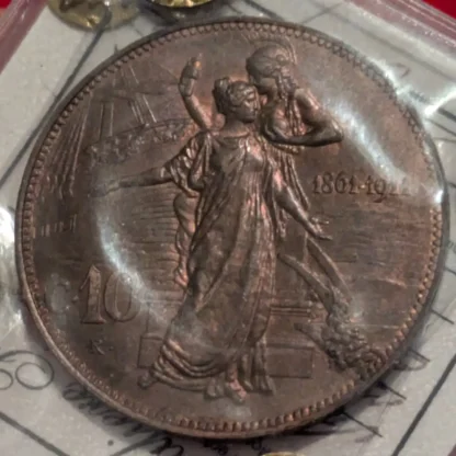 10 Centesimi Cinquantenario 1911 qFDC Rame Rosso *Periziato*