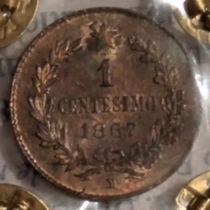 1 Centesimo 1867 m FDC Rame Rosso *Periziato* - immagine 2