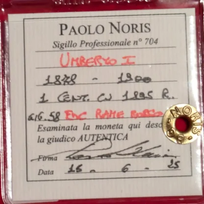 1 Centesimo 1895 FDC Rame Rosso *Periziato* - immagine 3