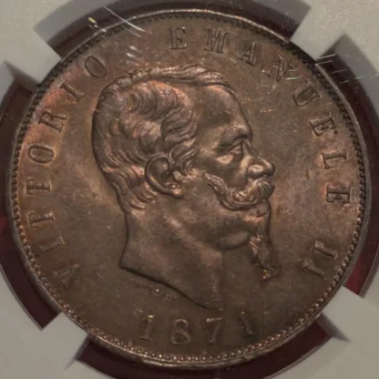 5 Lire 1871 m MS 63 -Patina Eccezionale- *Certificata in Slab* - immagine 2