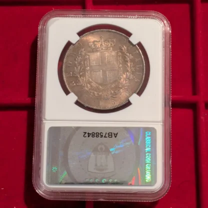 5 Lire 1871 m MS 63 -Patina Eccezionale- *Certificata in Slab* - immagine 4
