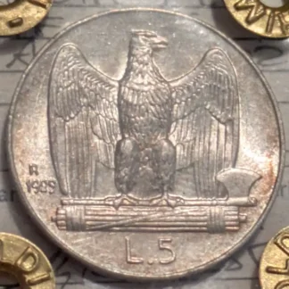 5 Lire Aquilotto 1929 SPL/FDC *Periziato*