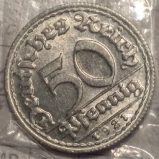 50 Pfennig 1921 d -Germania- FDC