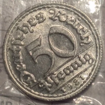 50 Pfennig 1921 d -Germania- FDC