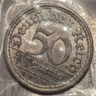 50 Pfennig 1921 e -Germania- FDC