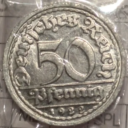 50 Pfennig 1922 g -Germania- FDC