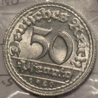 50 Pfennig 1920 d -Germania- FDC