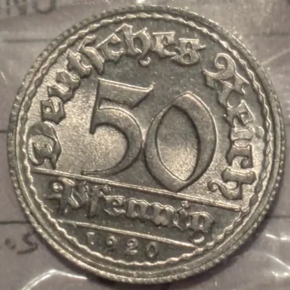 50 Pfennig 1920 d -Germania- FDC