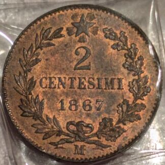 2 Centesimi 1867 m qFDC-FDC Rame Rosso