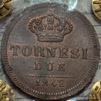 2 Tornesi 1842 NC qFDC Parzialmente Rossi *Periziati*
