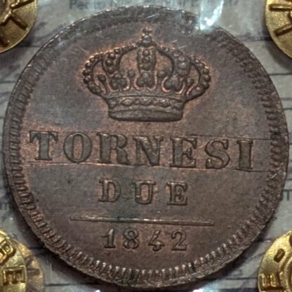 2 Tornesi 1842 NC qFDC Parzialmente Rossi *Periziati*
