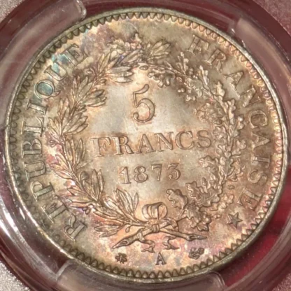 5 Franchi 1873 A Repubblica Francese FDC (MS 63) *Certificata in Slab PCGS*