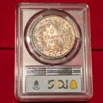 5 Franchi 1873 A Repubblica Francese FDC (MS 63) *Certificata in Slab PCGS* - immagine 3