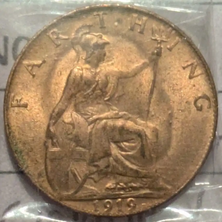 1 Farthing 1919 Regno Unito FDC RAME ROSSO