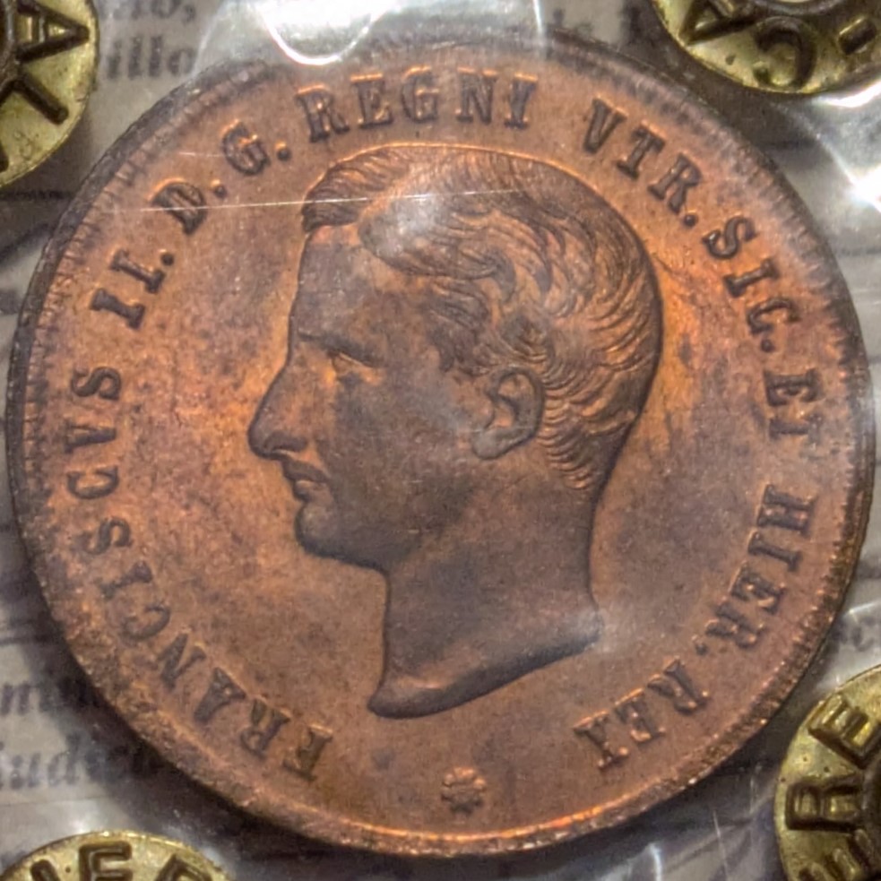 2 Tornesi 1859 Francesco II FDC Rame Rosso Eccezionale - Periziati - immagine 2