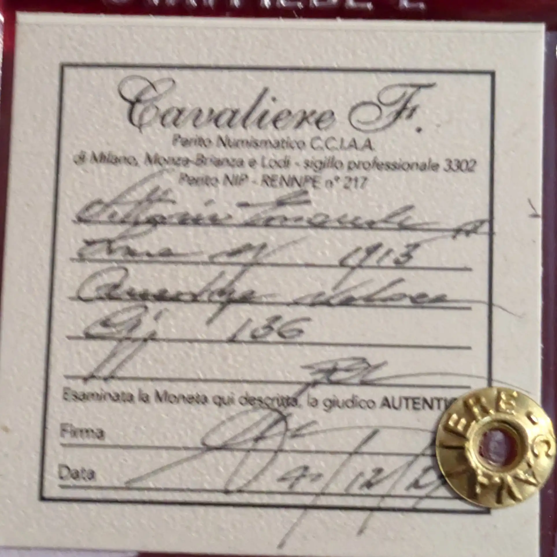 1 Lira 1913 Quadriga Veloce FDC *Periziata* - immagine 3