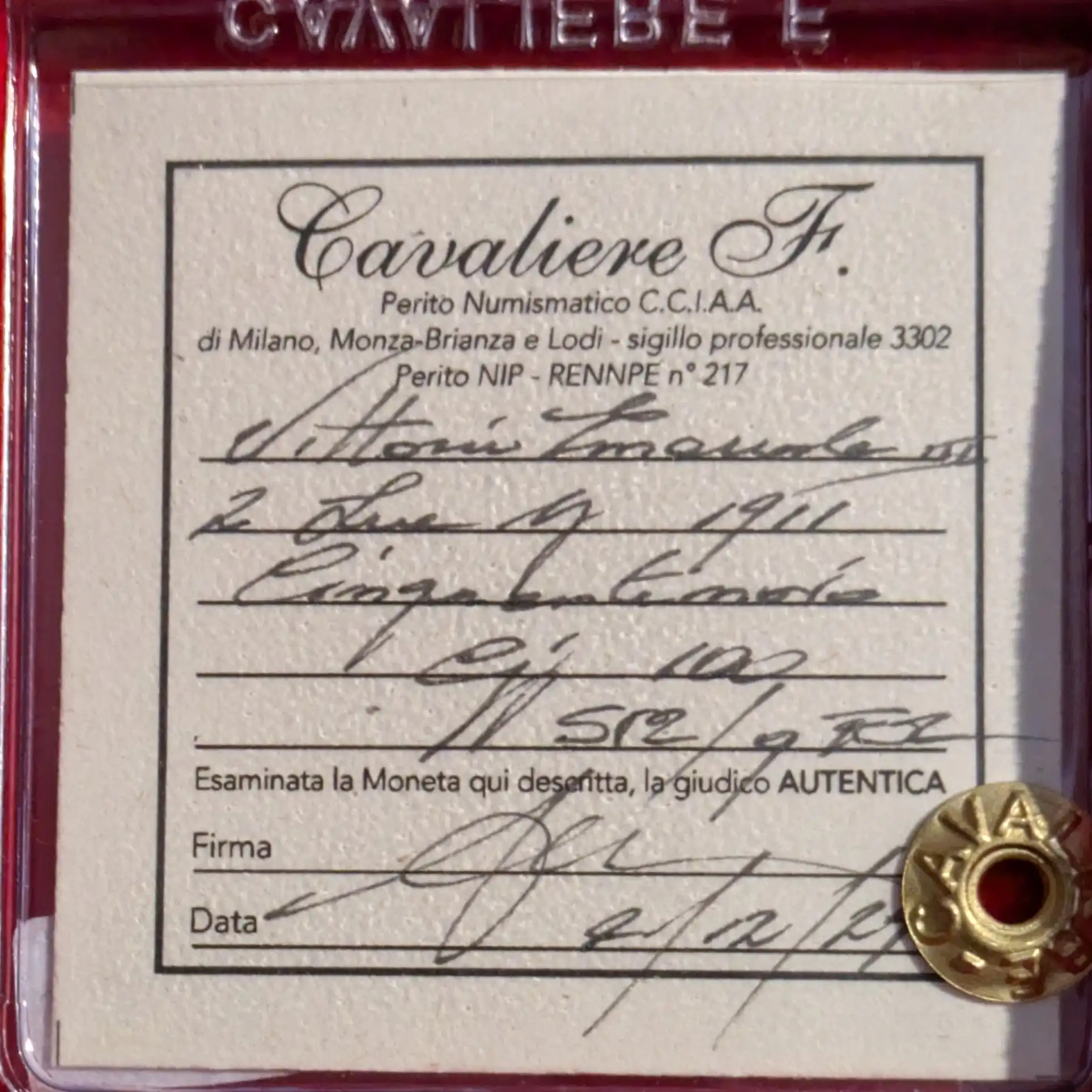 2 Lire 1911 Cinquantenario SPL / qFDC *Periziata* - immagine 3