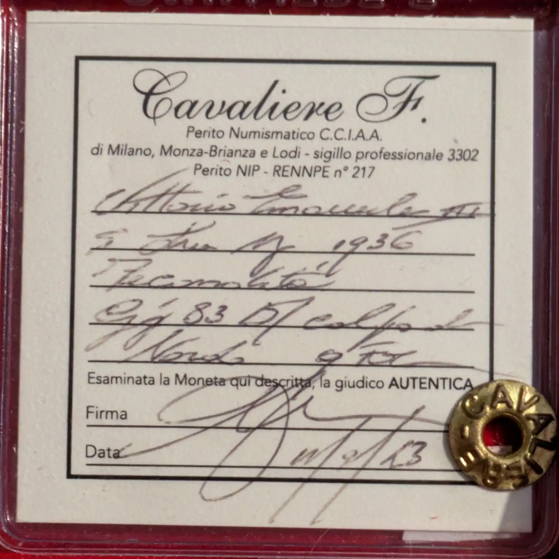 5 Lire Impero 1936 qFDC *Periziato* - immagine 3