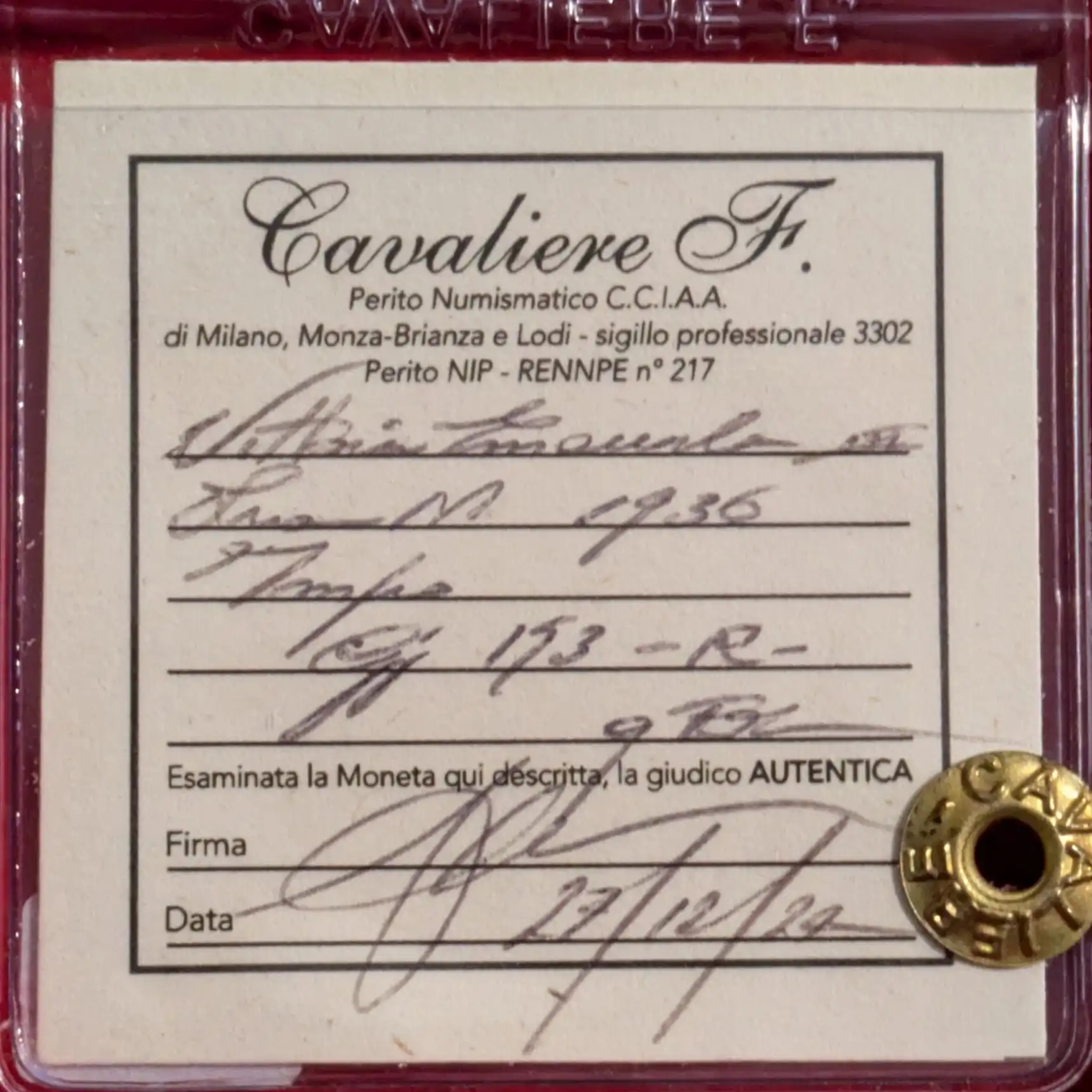 1 Lira 1936 Impero qFDC RARA *Periziata* - immagine 3