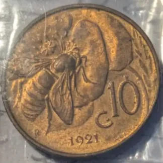 10 Centesimi Ape 1921 FDC *Rame Rosso*