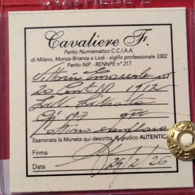 20 Centesimi 1912 Libetà Librata qFDC * Periziata* - immagine 3