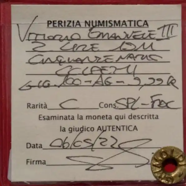 2 Lire 1911 Cinquantenario SPL-FDC *Periziata* - immagine 3