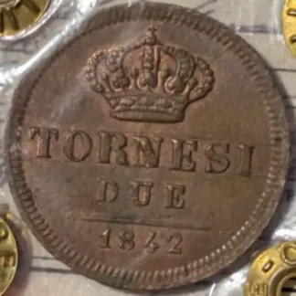 2 Tornesi 1842 Ferdinando II qFDC