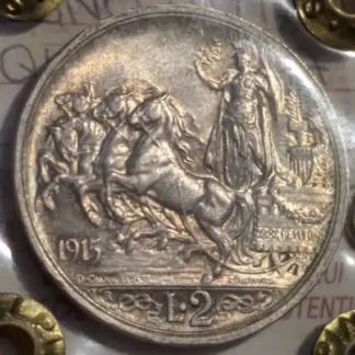 2 Lire 1915 Quadriga Briosa SPL-FDC Bella Patina *Periziata*